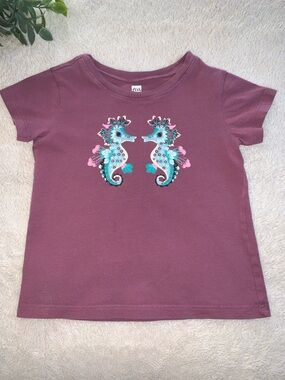 Tea Collection Seahorse Top 2 Purple Short Sleeve Shirt EUC